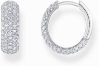 Silberfarbene Kreolen, besetzt mit weißen...