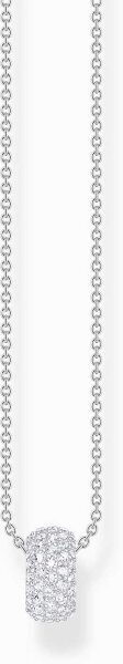Halskette mit Kettenanhänger in Ringform zur Hälfte mit weißen Zirkonia-Steinen besetzt und mit erhabenen Dots versehen - Thomas Sabo Modell: KE2278-051-14