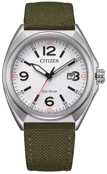 Citizen Herrenuhr Modell: AW1571-09A mit weißem Zifferblatt und Textilarmband