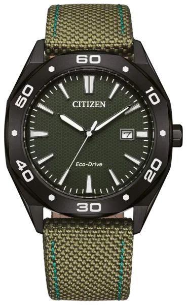Citizen Herrenuhr Modell: BM7635-0X mit grünem Zifferblatt und Textilarmband