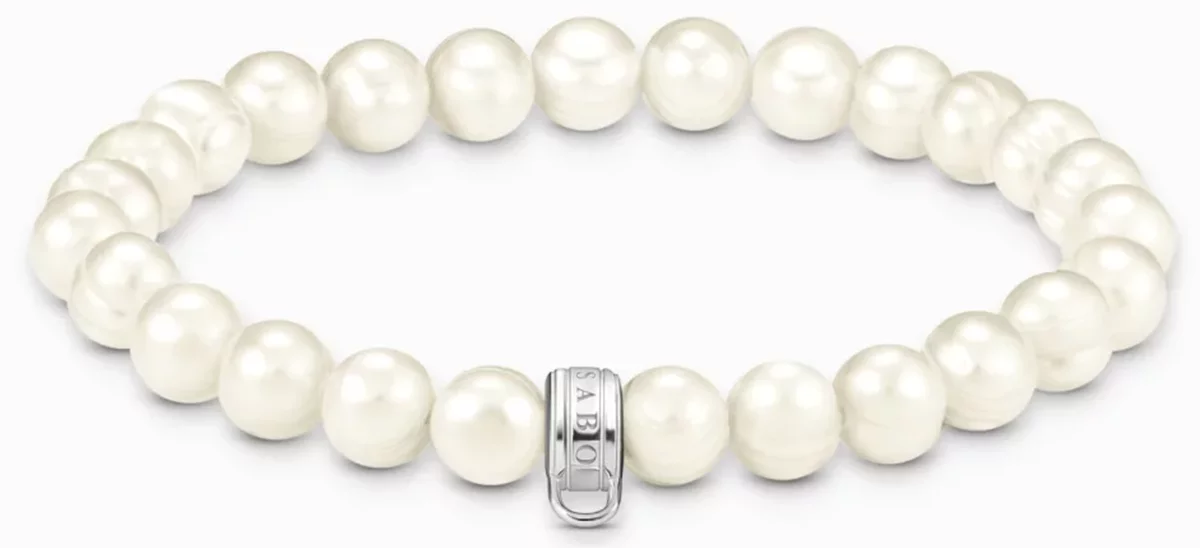 Thomas Sabo Bead-Armband Modell: X0293-082-14-L17 mit weißen Süßwasserzuchtperlen und ringförmiger Öse für Charms