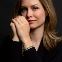 Armband Edelsteinen unterschiedliche Blautönen Edelstahlverschluss