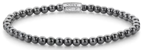 Armband aus 4mm Hämatitedelsteinen mit Edelstahlverschluss - Rebel&Rose Modell: RR-40131-S-L