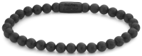 Armband aus 6mm schwarzen Naturstein mit schwarzem Edelstahlverschluss - Rebel&Rose Modell: RR-60089-B-L