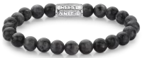 Armband aus 8mm großen Larvikit-Steinen mit Edelstahlverschluss - Rebel&Rose Modell: RR-80026-S-L