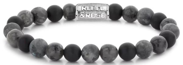 Armband aus 8mm großen Howlith-Steinen mit Edelstahlverschluss - Rebel&Rose Modell: RR-80066-S-M