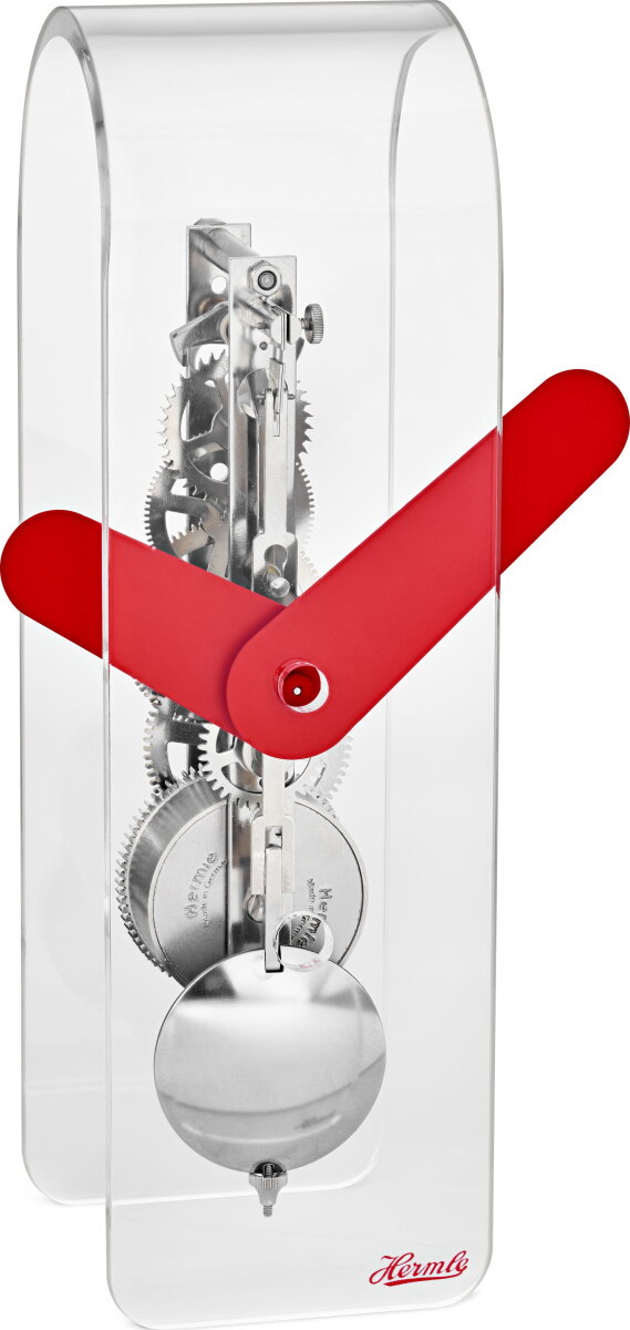 Hermle Tischuhr Acryl Rot | Modell: 23065-Y10721 | Mechanisches Skelettwerk | Hygienisches Design | Zeitlos elegant