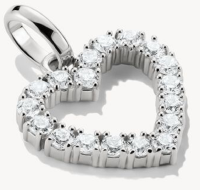 Charm-Anhänger, Herz mit Edelsteinen besetzt aus...