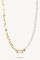 Glieder-Charm-Kette mit Connect Link, aus Silber, mit Perlen, vergoldet - Thomas Sabo Modell: C1211-430-14-L45