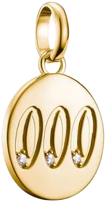 Charm-Anhänger, Engelszahlen 000, mit weißen Edelsteinen, aus Silber, vergoldet - Thomas Sabo Modell: CC1257-414-14