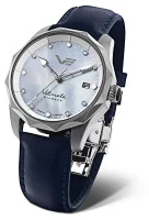 Damenuhr bicolor gold/silber mit Lederarmband –...