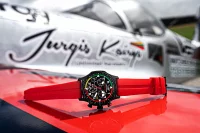 Herrenuhr schwarz mit rotem Silikonarmband – Vostok Europe Modell: VK68-592C775