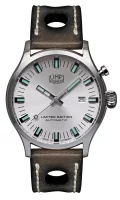 Herrenuhr schwarz Edelstahl mit Leder-Armband –...
