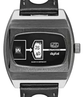 Herrenuhr schwarz mit Lederarmband – UMF Ruhla...