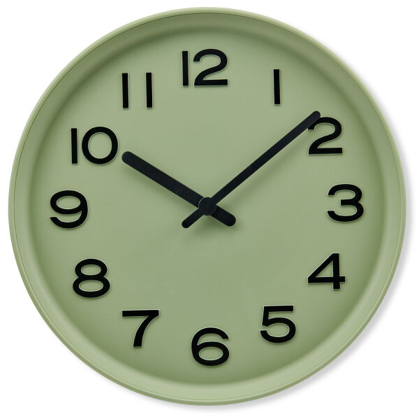 Wanduhr für moderne Wohnräume aus nachhaltiger Maisstärke in Hellgrün, Atlanta Modell: 4542/6