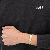 Herrenarmband aus vergoldetem Edelstahl mit polierten und gebürsteten Gliedern - BOSS Candor, Modell: 1580753
