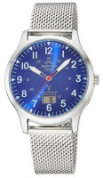 Master Time Herren Funkuhr Milanaiseband Blaues Zifferblatt DCF77 Ewiger Kalender