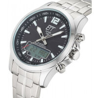 Herrenuhr, Funk-Solaruhr aus Edelstahl - Schwarzes...