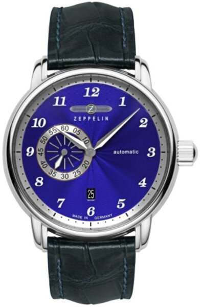 Herrenuhr Automatik, blaues Zifferblatt, Edelstahl - Zeppelin Modell: 8604-3