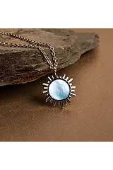 Holzkern Jewelry-Shade Halskette (Blaues Perlmutt/Ros)