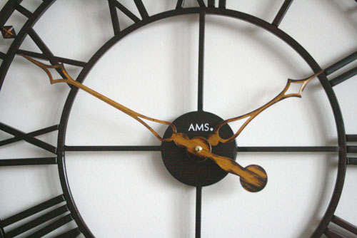 Ams 9537 Horloge Quartz Analogique Métal Antique Vintage Chiffres Romains Ø Ca 