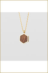 Holzkern Jewelry-Facade Halskette (Walnuss/Gold)