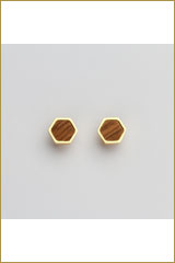 Holzkern Jewelry-Facade Ohrringe (Walnuss/Gold)