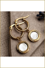 Holzkern Jewelry-Zendala Ohrringe (Weißes Perlmutt/Gold)