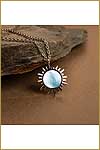 Holzkern Jewelry-Shade Halskette (Blaues Perlmutt/Rosé)